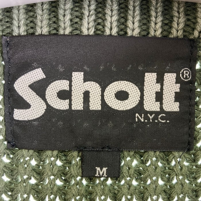 Schott ショット DULL COLOR CREWNECK KNIT NO.3124036 ダルカラー クルーネック ケーブルニット  コットンニット セージ sizeM 瑞穂店