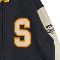 swagger スワッガー 袖レザー ジップアップ ウールスタジャン ブラック クリーム Size L 福生店