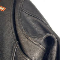 HARLEY-DAVIDSON ハーレーダビッドソン レザー シングルライダースジャケット ワッペン 衿付き ブラック Size M 福生店