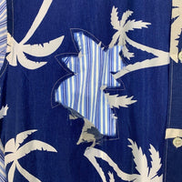 COMME des GARCONS SHIRT コムデギャルソンシャツ 切替 開襟シャツ ヤシの木 ストライプ ブルー S24038 Size M 福生店