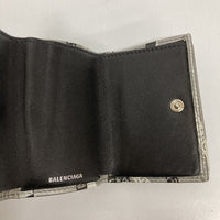 BALENCIAGA バレンシアガ 551921 1480 三つ折り ミニ財布 エブリデイ コンパクトウォレット ロゴ レザー シルバー 瑞穂店