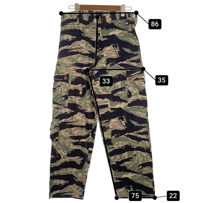 U.S.ARMY レプリカ タイガーストライプ ミリタリーカーゴパンツ ボタンフライ カモフラージュ Size L 福生店