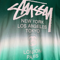 STUSSY ステューシー グラデーション ワールドツアー プリントTシャツ グリーン Size M 福生店