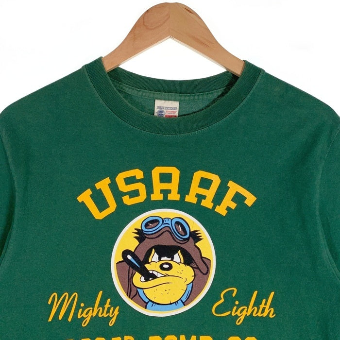 BUZZ RICKSON’S バズリクソンズ USAAF Mighty Eighth 半袖 プリント Tシャツ グリーン USA製 Size S 福生店