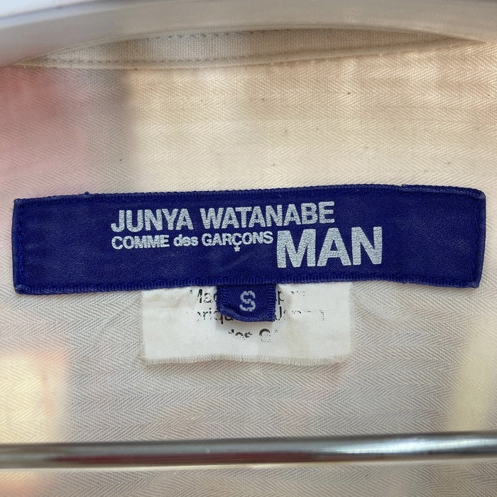 JUNYA WATANABE COMME des GARCONS MAN ジュンヤワタナベ コムデギャルソンマン WQ-B009 AD2015 リネン混 パッチワーク 長袖シャツ アイボリー sizeS 瑞穂店
