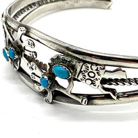 ナバホ族 S,WILSON ココペリ ターコイズ シルバーバングル STERLING 福生店