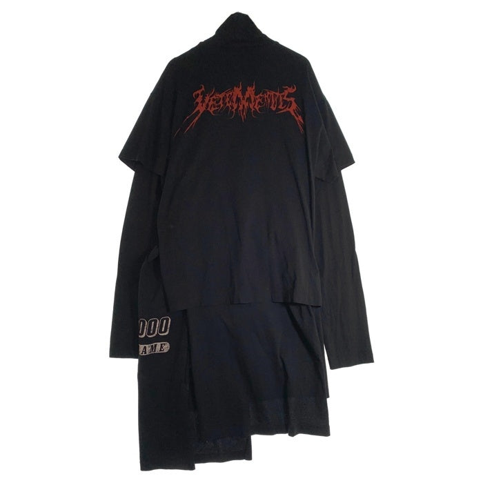 VETEMENTS ヴェトモン 16AW Skull Layered T-Sshirts Dress スカルレイヤード Tシャツ ドレス ブラック WF17DR4 Size L 福生店