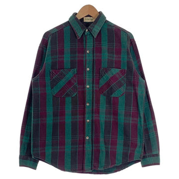 90's ST JOHN’S BAY セントジョーンズベイ チェック フランネルシャツ グリーン パープル USA製 Size M 福生店