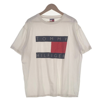90's TOMMY HILFIGER トミーヒルフィガー ビッグフラッグ プリントTシャツ ホワイト USA製 Size L 福生店
