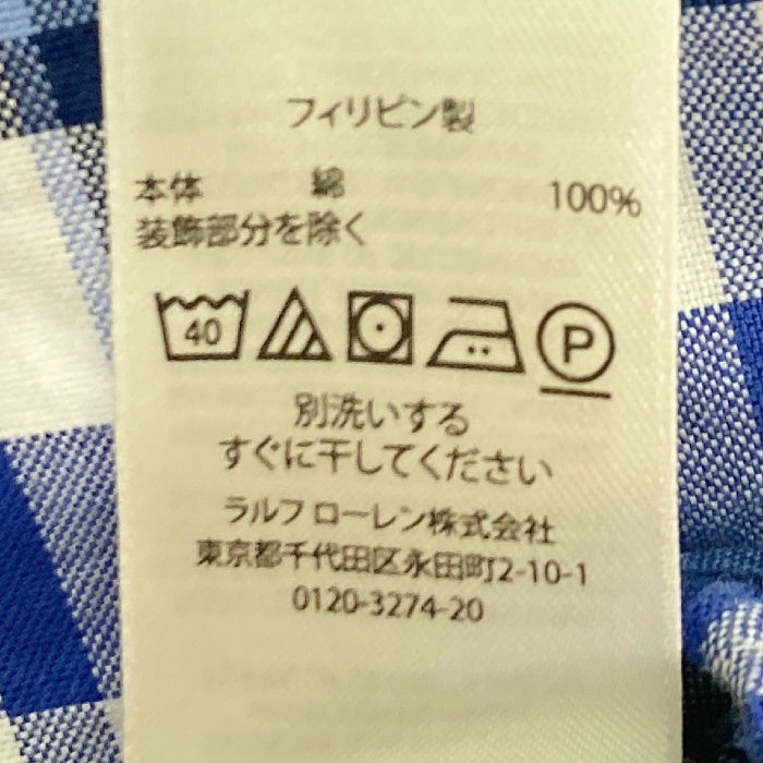 RALPH LAUREN ラルフローレン 半袖 コットン チェック ボタンダウンシャツ ブルー Size2XB 瑞穂店