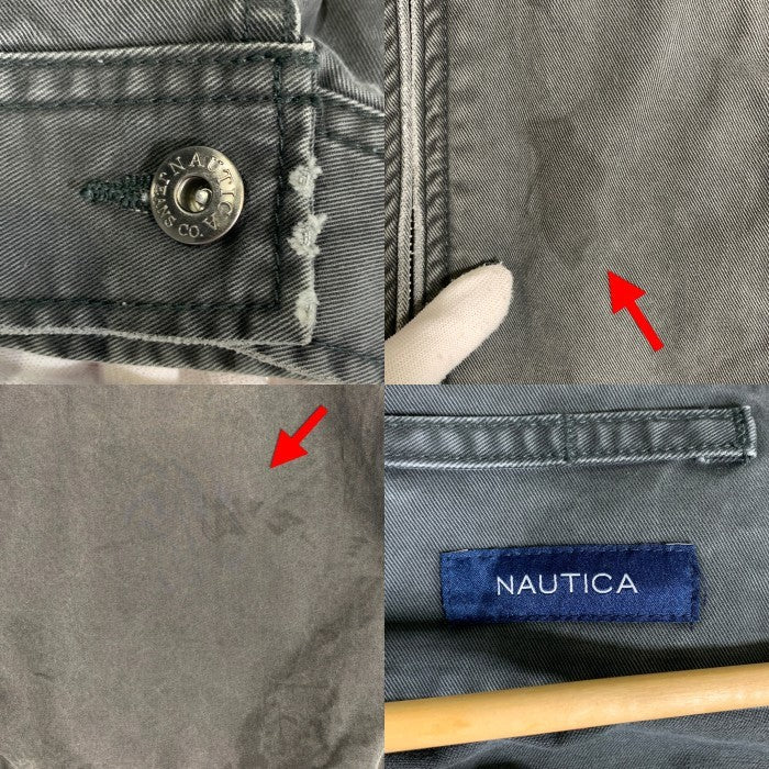 NAUTICA ノーティカ 24SS クラッシュドチノ ジップブルゾン ジャケット グレー USED/ダメージ加工 241-1538 Size L 福生店