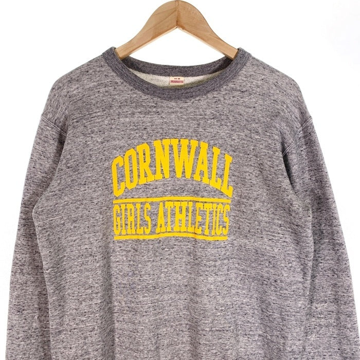 PENNEY`S ぺニーズ CORNWALL GIRLS ATHLETICS プリント クルーネックスウェットトレーナー グレー 復刻 Size 38 福生店