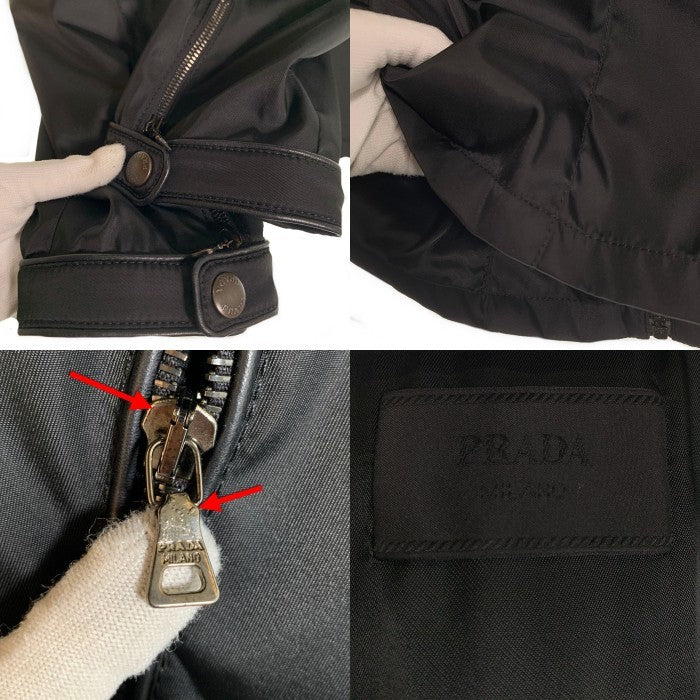 PRADA プラダ ライダースジャケット トリアセテート パイピング ブラック UGW845 Size 48 福生店