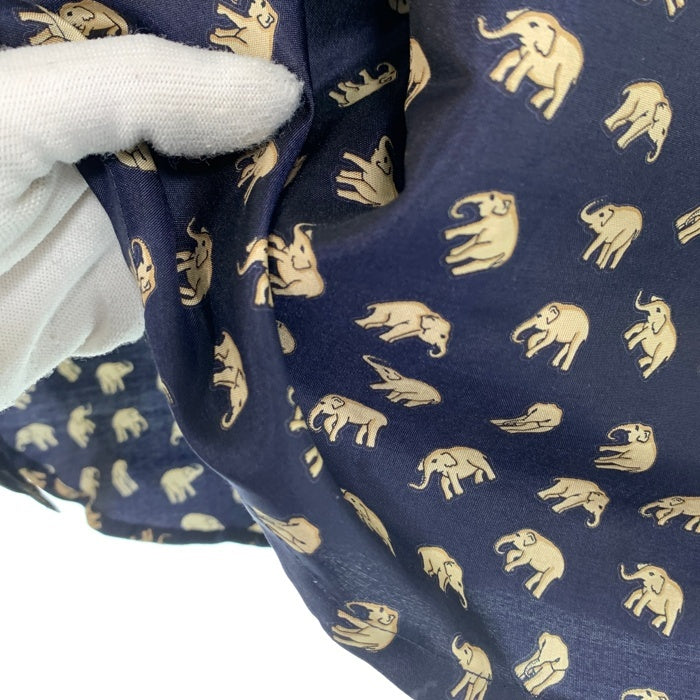 JIM THOMPSON ジムトンプソン シルク 半袖 シャツ 象柄 ネイビー Size L 福生店