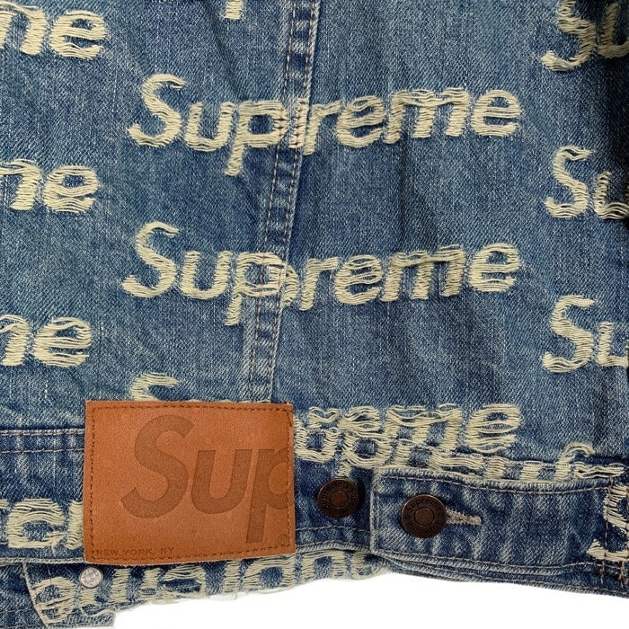 SUPREME シュプリーム 21SS Frayed Logos Denim Trucker Jacket フレイドロゴ デニムトラッカージャケット インディゴ Size L 福生店