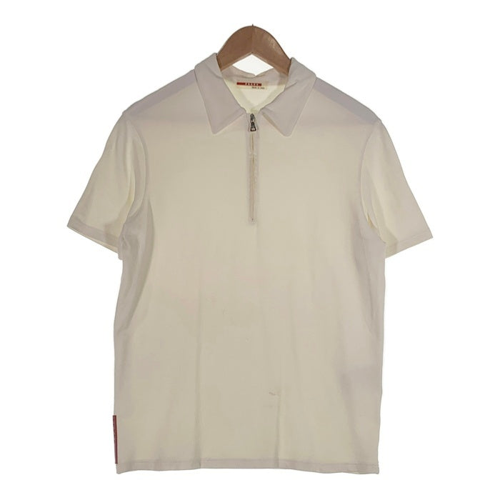 PRADA SPORT プラダスポーツ ハーフジップ 半袖ポロシャツ 生成り ETB0963 Size M 福生店