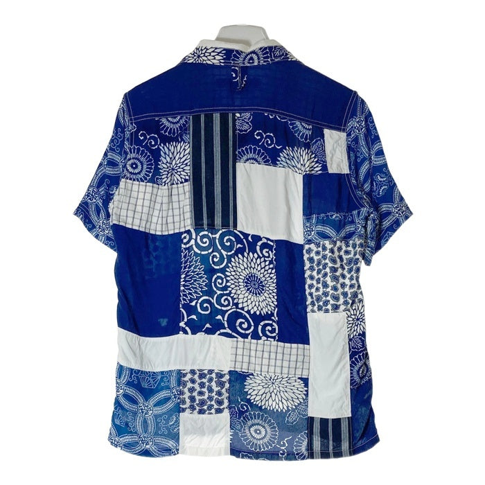 JUNYA WATANABE COMME des GARCONS MAN ジュンヤワタナベ コムデギャルソンマン WO-B049 AD2014 和柄 パッチワーク 半袖シャツ ブルー sizeS 瑞穂店