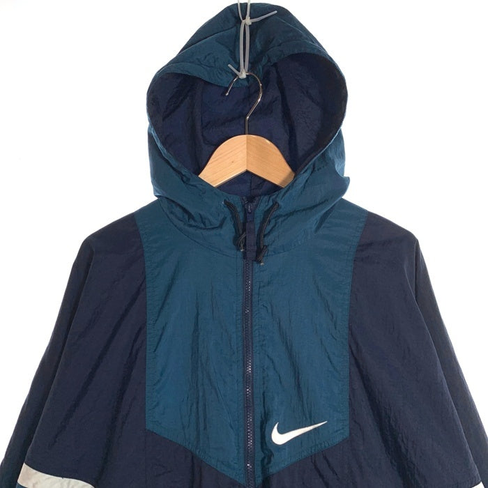 00's NIKE ナイキ ジップアップ ナイロンジャケット ネイビー グリーン 刺繡 Size L 福生店