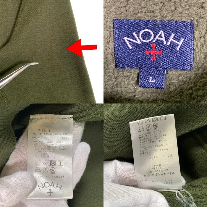 NOAH ノア プルオーバーフーディ パーカー ポケット 刺繡 オリーブ 21-070-122-0024-3-0 Size L 福生店