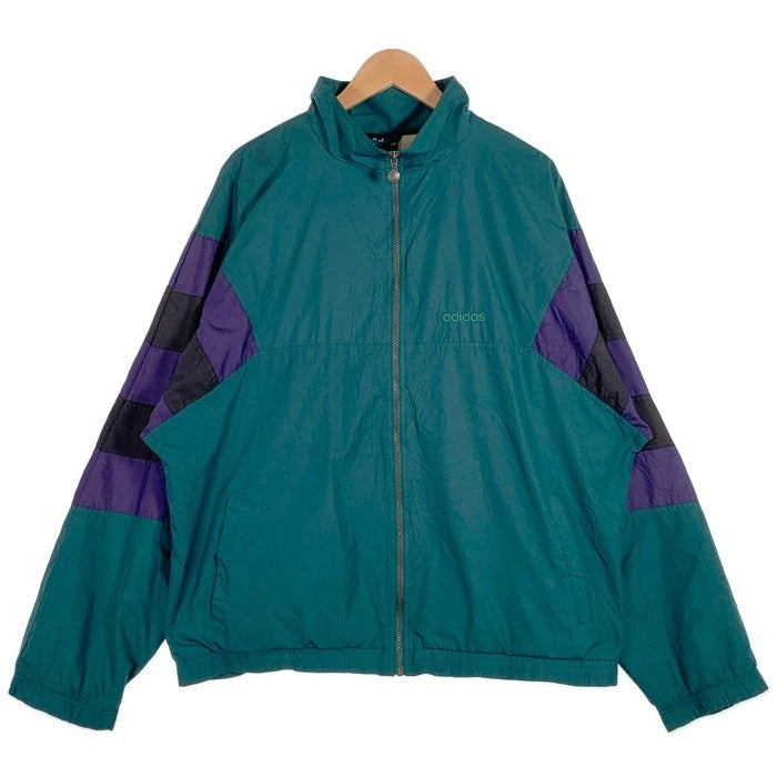 80-90's adidas アディダス ジップアップ トラックジャケット 切替 ポリエステル グリーン ブラック パープル Size XL 福生店