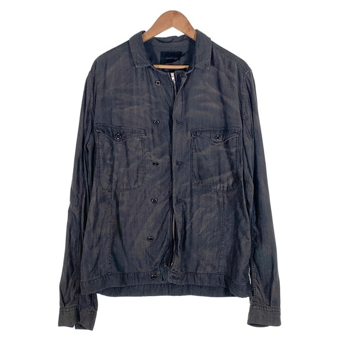 DIESEL BLACK GOLD ディーゼルブラックゴールド リヨセル USED加工 長袖シャツ ボタン ファスナー ブラック Size 50 福生店