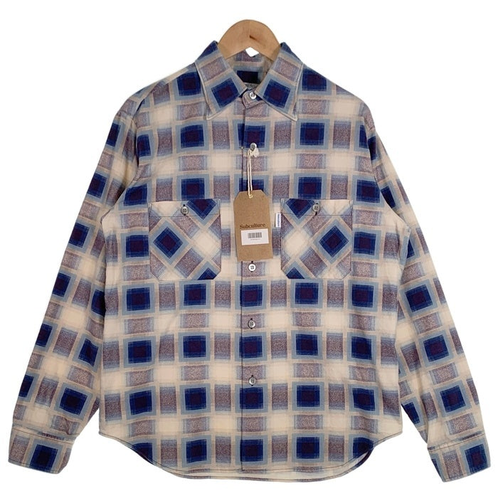 Subculture サブカルチャー COTTON CHECK SHIRT コットン チェック 長袖 シャツ ブルー SCTP-A2605 Size 2 福生店