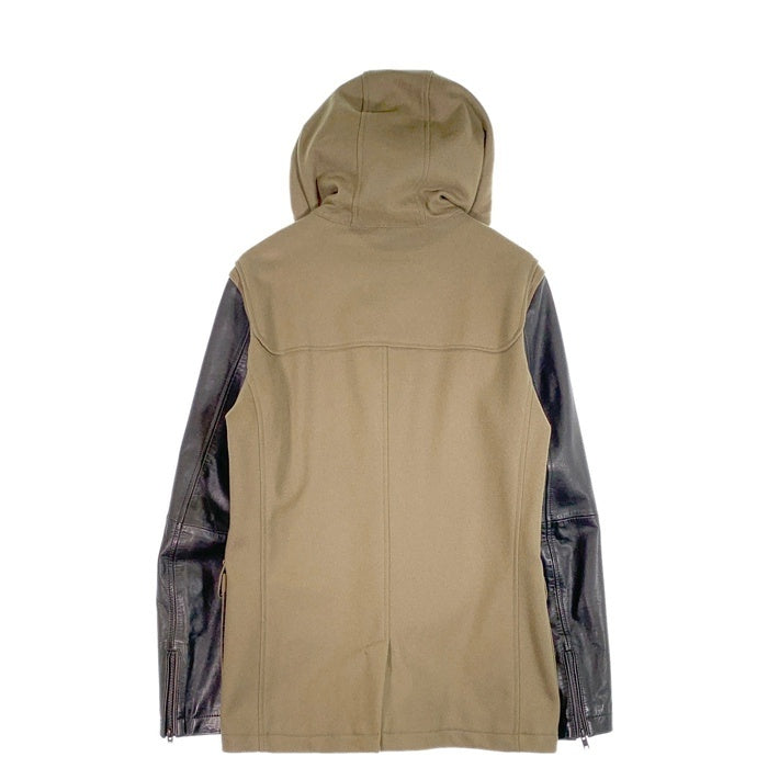 DIESEL ディーゼル ウール ダッフルコート 袖フェイクレザー切替 カーキ ブラック ミドル丈 Size L 福生店