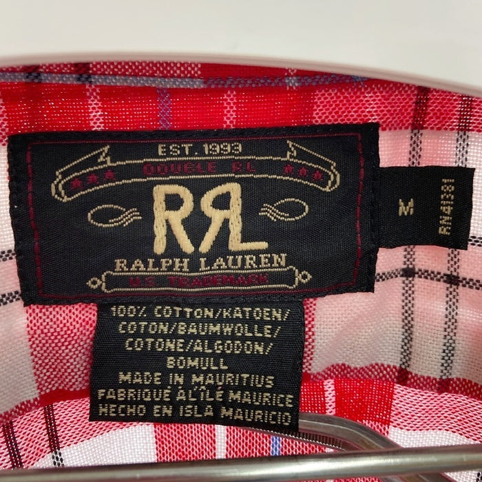 RRL ダブルアールエル 90's 三ツ星タグ ボックスカット チェック 半袖 ワークシャツ レッド sizeM 瑞穂店