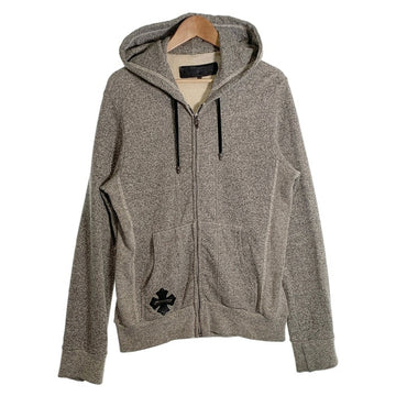 Chrome Hearts クロムハーツ ジップアップスウェットパーカー ダガー CHクロスレザーパッチ ボロチップ グレー 並行品 Size M 福生店