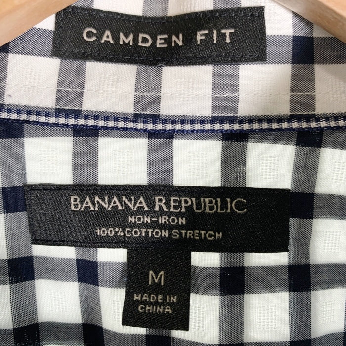 BANANA REPUBLIC バナナリパブリック CAMDEN FIT コットンチェックシャツ 長袖 ホワイト ブラック Size M 福生店