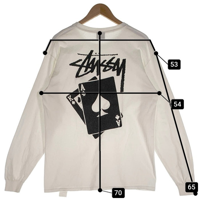 STUSSY ステューシー トランプ プリント 長袖 Tシャツ ロンT ホワイト Size L 福生店