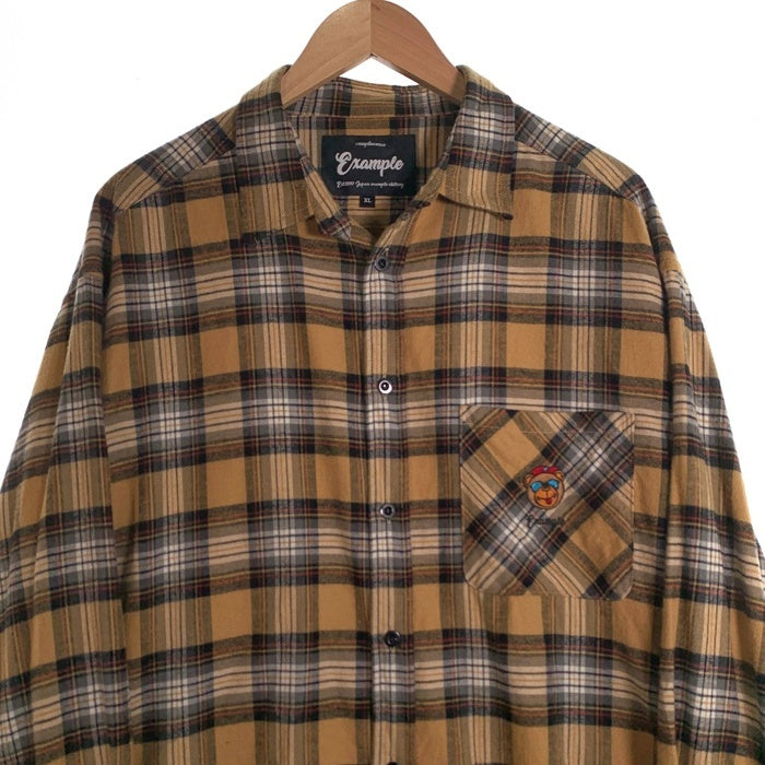EXAMPLE エグザンプル BB BEAR CHECK SHIRTS 長袖 シャツ ベージュ Size XL 福生店