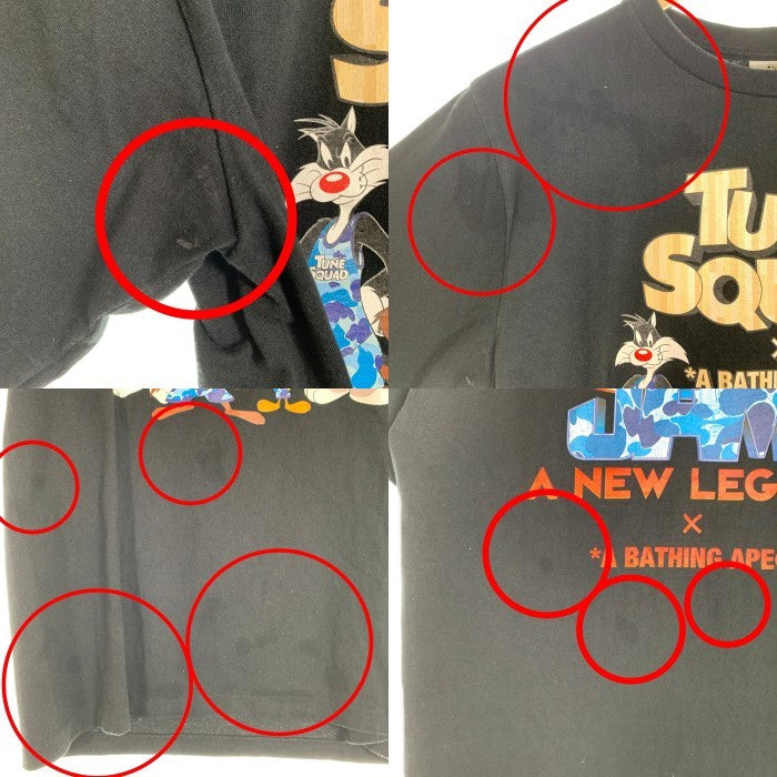 A BATHING APE アベイシングエイプ SPACE JAM スペースジャム A NEW LEGACY TUNE SQUAD プリントTシャツ ブラック 001TEH731907C Size M 福生店
