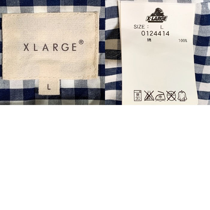 X-LARGE エクストララージ ボタンダウン ギンガムチェックシャツ 長袖 ネイビー ホワイト 0124414 Size L 福生店