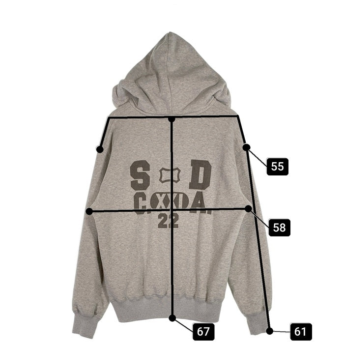 STANDARD CALIFORNIA スタンダードカリフォルニア SD Logo After Hood Sweat ダブルフェイス 後付けフード プルオーバースウェットパーカー グレー Size L 福生店