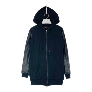 DIESEL ディーゼル レザー 切り替え スウェット ダブルジップアップ パーカー 羊革 ブラック sizeS 瑞穂店