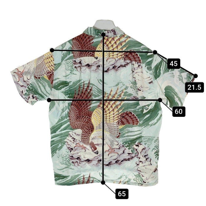 SUN SURF サンサーフ SS38415 MUSA-SHIYA アロハシャツ SPECIAL EDITION THE EAGLE HAS LANDED  和柄 鷹 海 波 グリーン sizeM 瑞穂店