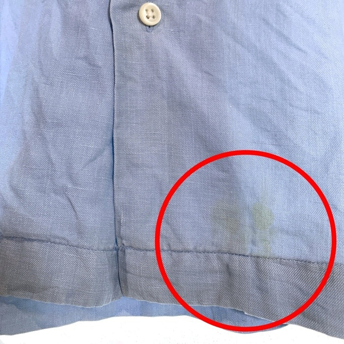90`s Polo Ralph Lauren ポロ ラルフローレン CALDWELL リネン シルク オープンカラーシャツ 半袖 ライトブルー 裾ポニー刺繡 Size L 福生店