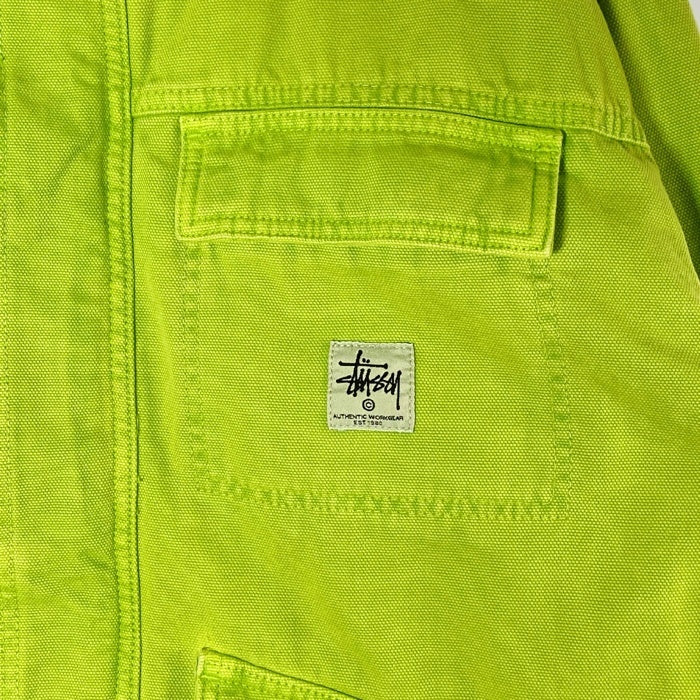 STUSSY ステューシー WASHED CANVAS SHOP JACKET ネオンイエロー sizeXL 瑞穂店