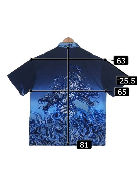 US古着 AMPLIFY 総柄 プリント 半袖シャツ ドラゴン Size XXL 福生店