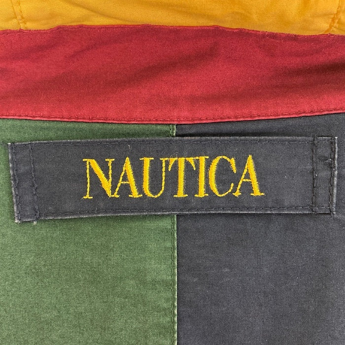 nautica ノーティカ 90s クレイジーパターン フーデット コットンブルゾン マルチカラー sizeXL※裏地汚れあり 瑞穂店