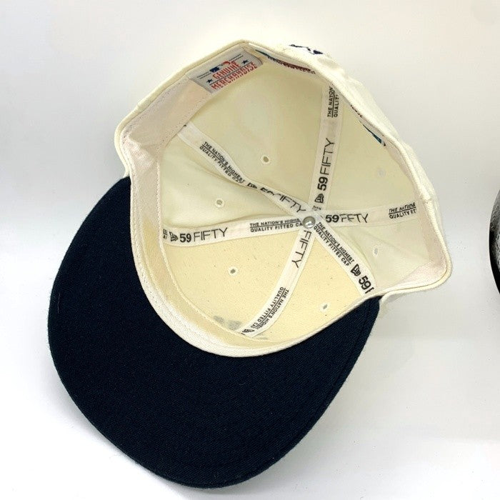 90's New Era ニューエラ 59FIFTY MLB ニューヨーク・ヤンキース 2トーン ウールベースボールキャップ ホワイト ネイビー USA製 Size 7 3/8 (58.7cm) 福生店