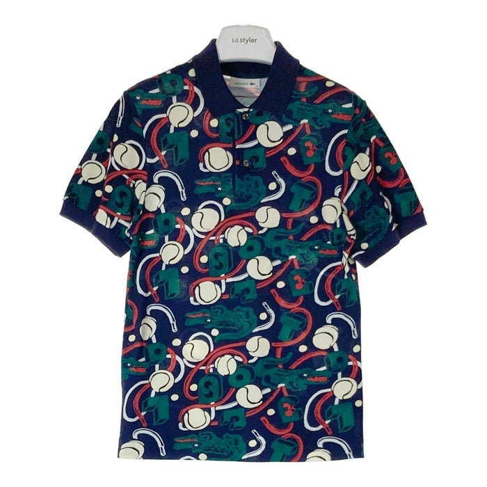 LACOSTE ラコステ ワニ×テニスボール総柄 ポロシャツ ネイビー sizeXS 瑞穂店