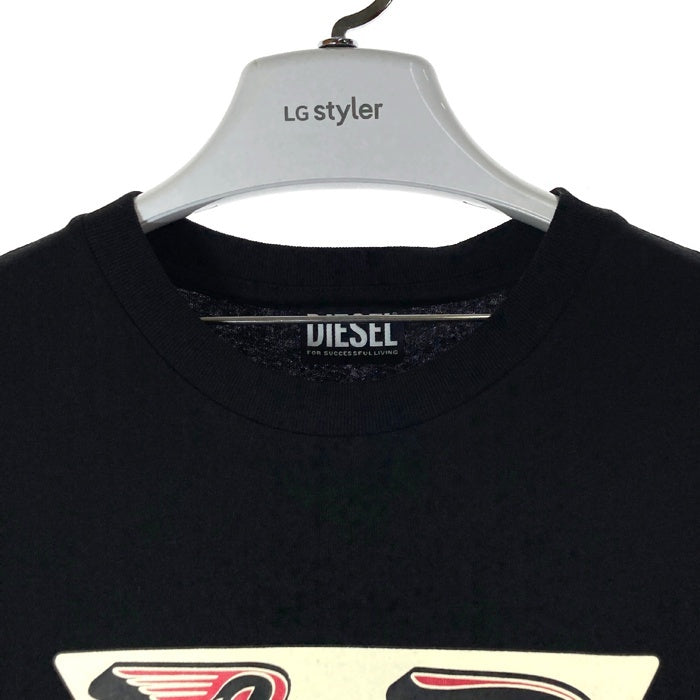 DIESEL ディーゼル A03846 プラスチゾルインクプリント クルーネック Tシャツ ブラック sizeL 瑞穂店