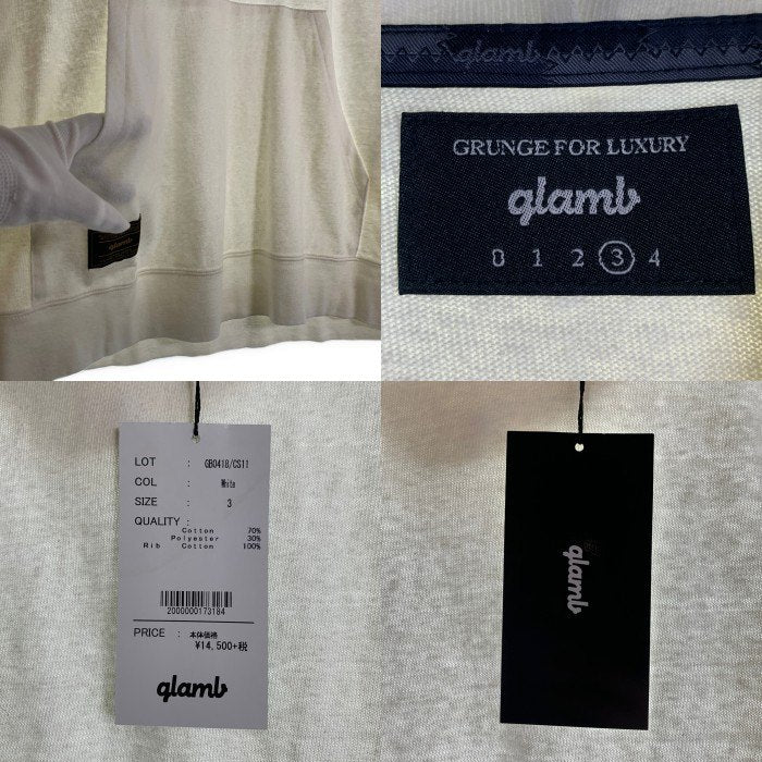 glamb グラム プルオーバースウェットパーカー ホワイト 薄手 GB0418/CS11 Size 3 福生店