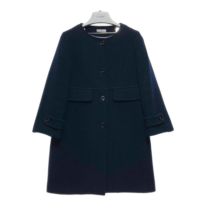 IENA イエナ ノーカラーウールコート ネイビー size38 瑞穂店