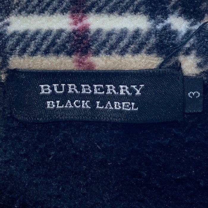 BURBERRY BLACK LABEL バーバリー ブラックレーベル ジップアップ フリースジャケット ノヴァチェック ブラック BMV82-921-47 Size 3 福生店