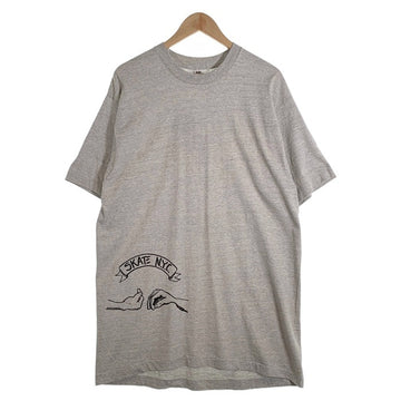 90's SKATE N.Y.C. スケート プリントTシャツ グレー USA製 フルーツオブザルーム Size XL 福生店