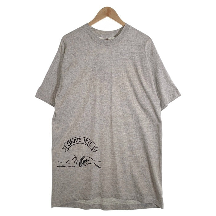 90's SKATE N.Y.C. スケート プリントTシャツ グレー USA製 フルーツオブザルーム Size XL 福生店