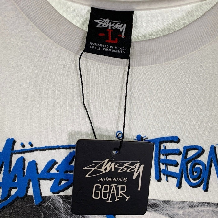 00's  STUSSY ステューシー LAURA TEE 半袖 Tシャツ ホワイト ブルー Size L 福生店